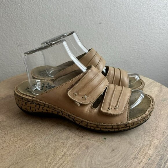 Propet Womens June Tan Leather Slide Sandals Size 8.5 Adjustable Straps Cushione - Picture 8 of 10
